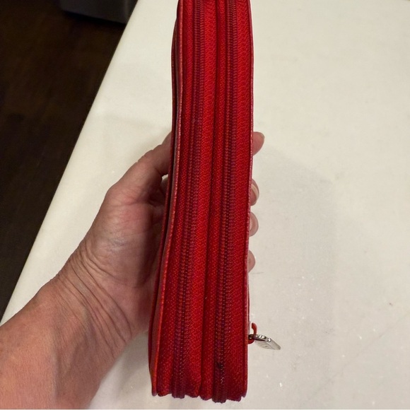 TUSK NEW YORK Women’s Wallet Double Zip Madison Red Pebbled Leather - Picture 3 of 15